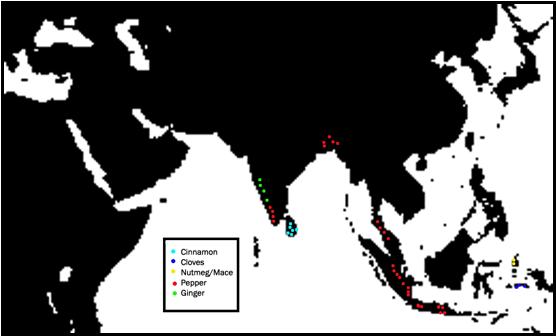 Map of Spice Growing Locations